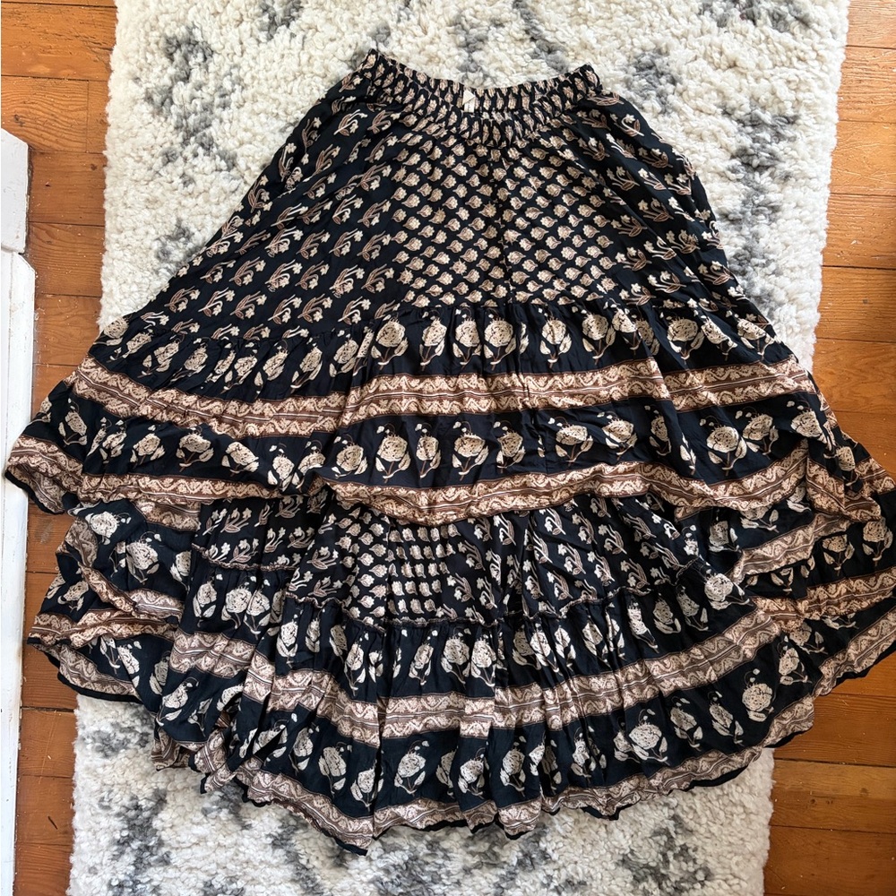 Spell & the Gypsy Bohemian Royale hi/low black + tan skirt size small - Picture 10 of 15